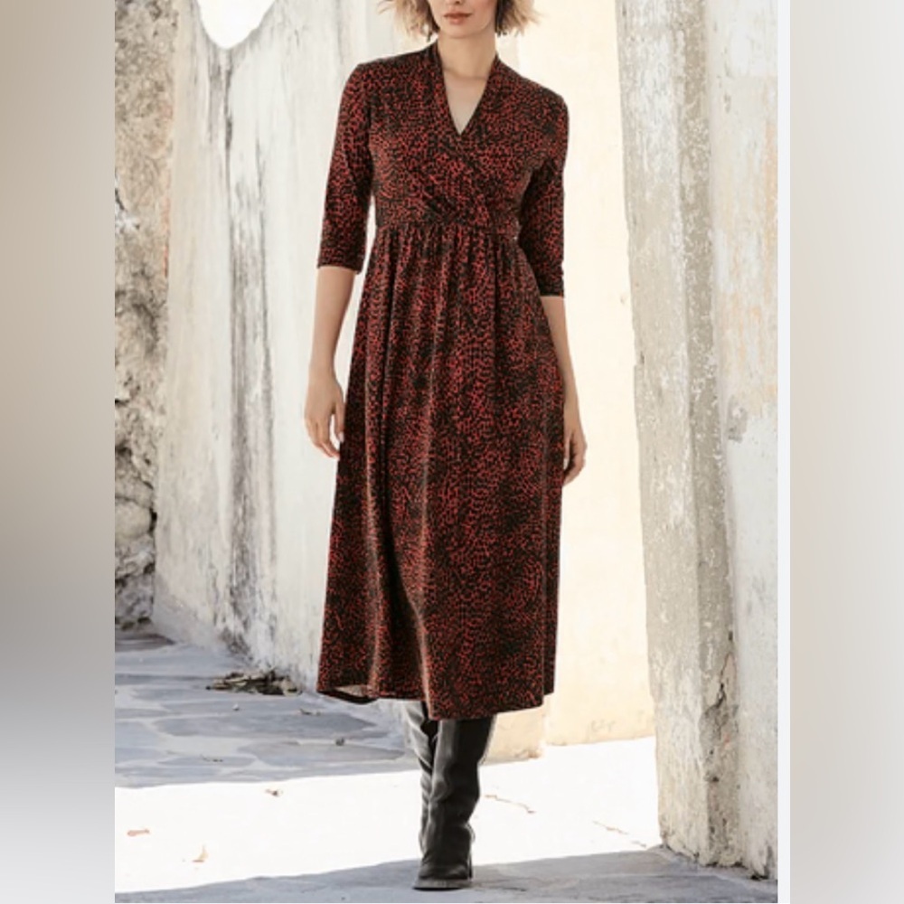 Peruvian Connection Serengeti Dress Black Scarlet Gold Pima Cotton Women’s L